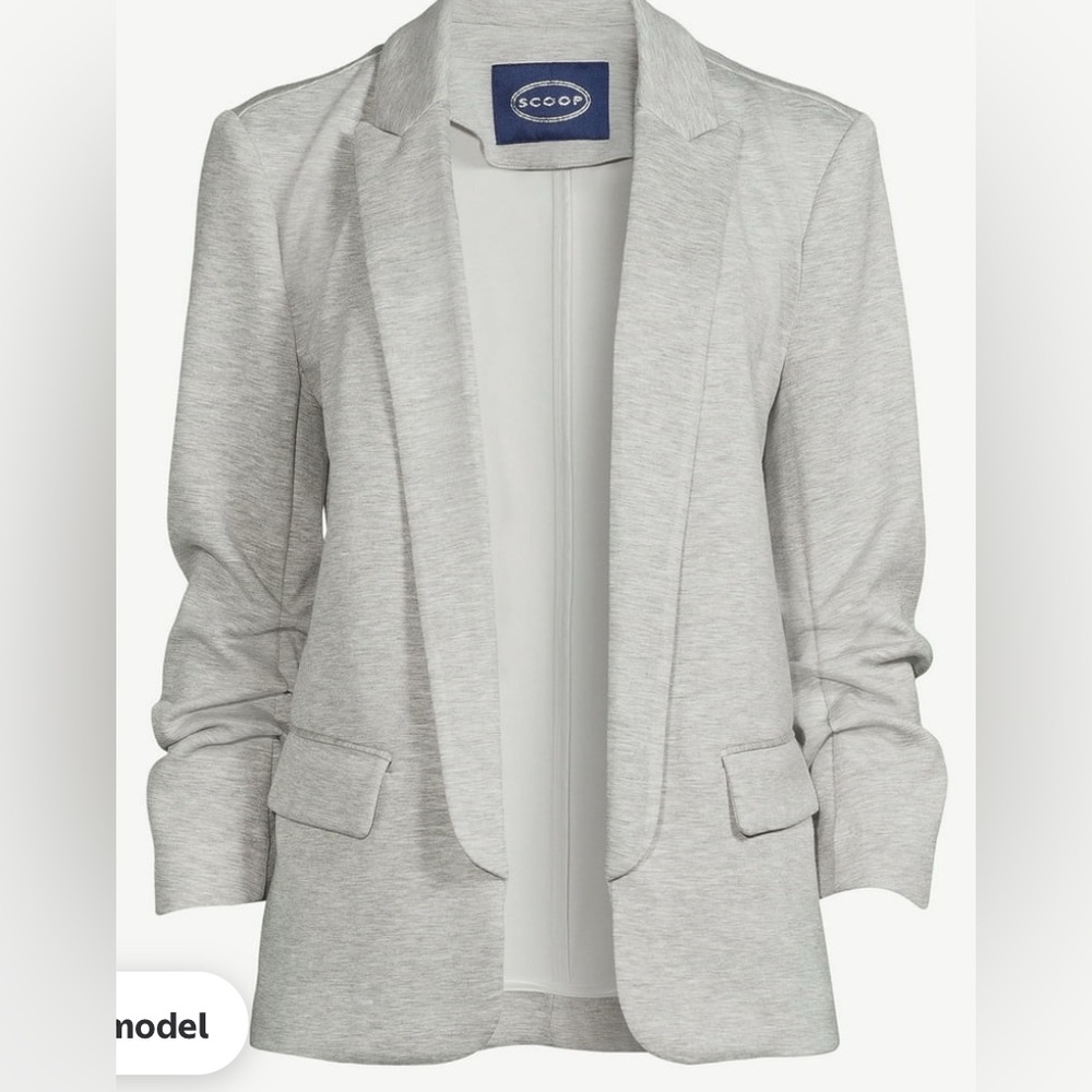 Women's Classic Gray Scuba Blazer with bunched sleeves